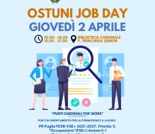 Ostuni Job Day: giovedì 2 aprile incontro tra aziende e candidati alla Biblioteca Comunale