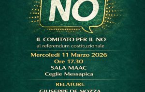 Mercoledì 11 marzo a Ceglie Messapica  incontro di approfondimento sulle ragioni del NO