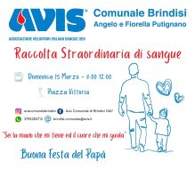 Avis: domenica 15 marzo donazione straordinaria si sangue in Piazza Vittoria
