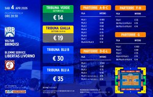 In vendita i biglietti per il match pre-pasquale Valtur Brindisi-Livorno