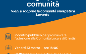 Brindisi verso la transizione energetica: venerdì 13 marzo incontro pubblico con la Comunità Energetica “Levante”