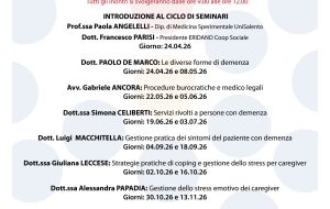 Parte a Brindisi “Alzheimer e Demenze”: un ciclo di seminari gratuiti dell’Università del Salento per formare e supportare caregiver e operatori