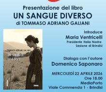Mercoledì 22 aprile al MediaPorto Italia Nostra presenta il romanzo “Un sangue diverso”