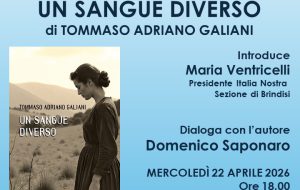 Mercoledì 22 aprile al MediaPorto Italia Nostra presenta il romanzo “Un sangue diverso”