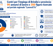 Centri per l’impiego di Brindisi e provincia: 99 annunci di lavoro e 350 figure ricercate sul portale regionale “LavoroXTe”