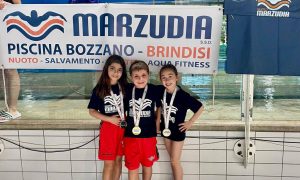 Tre piccoli nuotatori della Marzudia Brindisi fanno incetta di medaglie al campionato nazionale di Riccione
