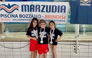 Tre piccoli nuotatori della Marzudia Brindisi fanno incetta di medaglie al campionato nazionale di Riccione