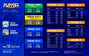 Gara 3 playoff Brindisi-Verona: al via la prelazione abbonati a prezzo ridotto e vendita libera