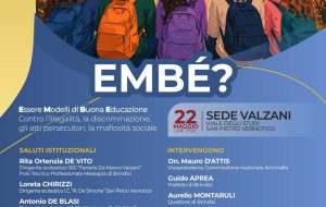Legalità, inclusione e antimafia sociale: il 22 maggio all’Istituto “Valzani” di San Pietro Vernotico l’evento conclusivo del Progetto “EMBÉ?”