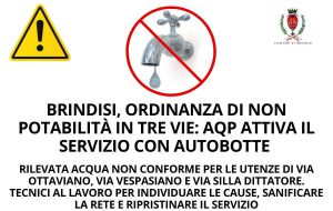 Brindisi, ordinanza di non potabilità in tre vie: AQP attiva un’autobotte per i residenti