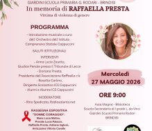 Brindisi, i giardini della Rodari intitolati a Raffaella Presta: una giornata contro la violenza di genere