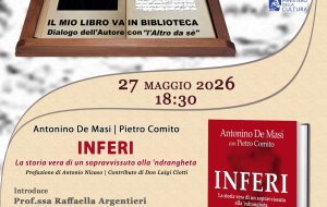 Al Museo Ribezzo presentazione del libro “INFERI. La storia vera di un sopravvissuto alla ‘ndrangheta”, scritto da Antonino De Masi con Pietro Comito.