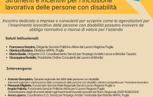 Brindisi, il 19 maggio l’incontro “Barriere Zero” dedicato all’inclusione lavorativa delle persone con disabilità