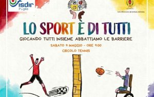 Lo Sport è di Tutti: a Brindisi una giornata di sport, inclusione e solidarietà ed avvio di Campagna di Raccolta Fondi