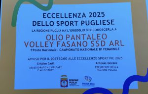 La Olio Pantaleo volley Fasano premiata come eccellenza dello sport pugliese