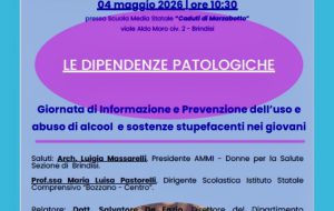 Prevenzione delle dipendenze tra i giovani: lunedì 4 maggio incontro informativo a Brindisi