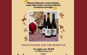 “Il Vino lungo l’Appia”, venerdì 3 luglio appuntamento all’Ostello della Gioventù con Masseria Masciullo