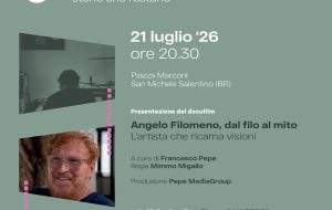 San Michele Salentino presenta il docufilm dedicato ad “Angelo Filomeno, dal filo al mito. L’artista che ricama visioni”