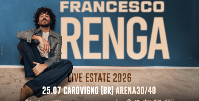 Francesco Renga torna a Carovigno: il 25 luglio una nuova grande notte all’Arena 30-40