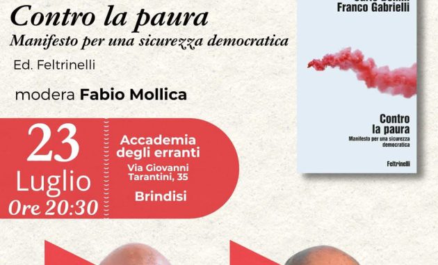 “Contro la paura”: Franco Gabrielli e Carlo  al Chiostro d’Estate di Brindisi per parlare di sicurezza