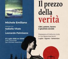 Lunedì 27 luglio Michele Emiliano presenta “L’alba di San Nicola” presso la Villa Comunale di San Michele Salentino, il primo appuntamento della