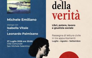Lunedì 27 luglio Michele Emiliano presenta “L’alba di San Nicola” presso la Villa Comunale di San Michele Salentino, il primo appuntamento della