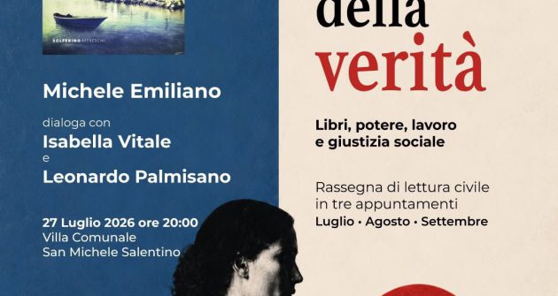 Lunedì 27 luglio Michele Emiliano presenta “L’alba di San Nicola” presso la Villa Comunale di San Michele Salentino, il primo appuntamento della
