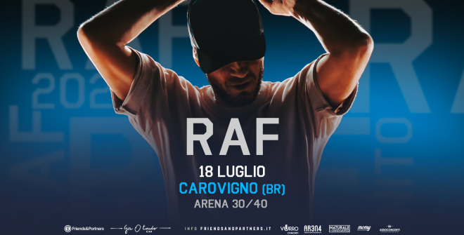 Raf all’Arena 30-40: il 18 luglio Carovigno accoglie una delle voci più amate della musica italiana