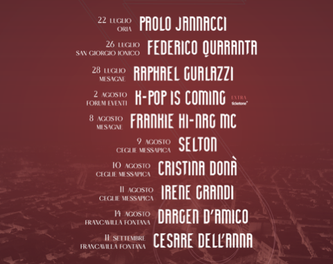 Al via lo Stupor Mundi Festival 2026: in provincia di Brindisi arrivano Jannacci, Gualazzi, Frankie hi-nrg mc, Irene Grandi, Dargen D’Amico, Cesare Dell’Anna e K-Pop Is Coming