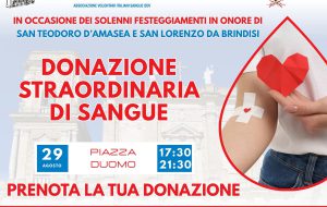 Sabato 29 agosto raccolta straordinaria di sangue in piazza Duomo