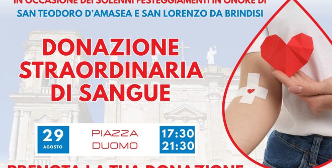 Sabato 29 agosto raccolta straordinaria di sangue in piazza Duomo