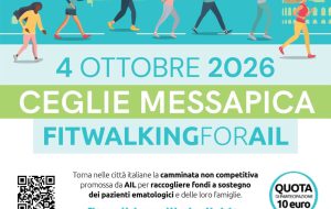 A Ceglie Messapica la Fitwalking for AIL 2026: il 4 ottobre una camminata di solidarietà nel cuore della città