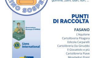 I Lions ed i Leo di Fasano sostengono il progetto “Zaino sospeso”