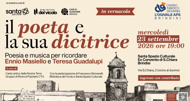 Il Canto antico della nostra terra: a Brindisi l’omaggio a Ennio Masiello e Teresa Guadalupi