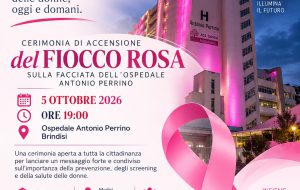 Ottobre Rosa a Brindisi: il 5 ottobre accensione del Fiocco Rosa al Perrino per la prevenzione del tumore al seno