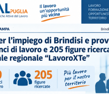 Centri per l’impiego di Brindisi e provincia: 49 annunci di lavoro e 205 figure ricercate sul portale regionale “LavoroXTe”