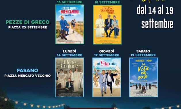 Al via “Cinema sotto le stelle 2026”: grandi film ed emozioni a cielo aperto nelle piazze del fasanese
