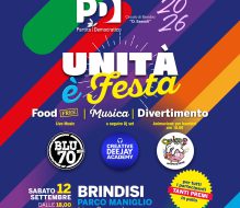 PD Brindisi, sabato al Parco Maniglio «Unità è Festa»: musica, politica e comunità