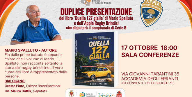 Una serata per il rugby brindisino: libro e presentazione dell’Appia Rugby