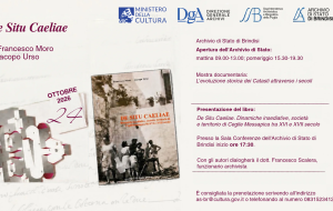 Sabato 24 ottobre apertura straordinaria dell’Archivio di Stato di Brindisi