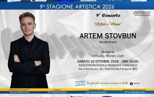 Riprende la Stagione Artistica A.Gi.Mus. Francavilla Fontana con il pianista ucraino Artem Stovbun