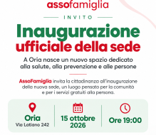 A Oria apre la nuova sede di AssoFamiglia: un nuovo spazio per salute, prevenzione e servizi alla persona