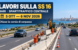 Sostituzione spartitraffico centrale sulla Bari-Brindisi: ecco dove sarà chiusa la corsia di sorpasso fino al 6 novembre