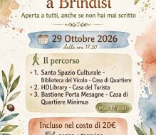 Passeggiata di scrittura a Brindisi: aperte le iscrizioni per l’evento del 29 ottobre 2026